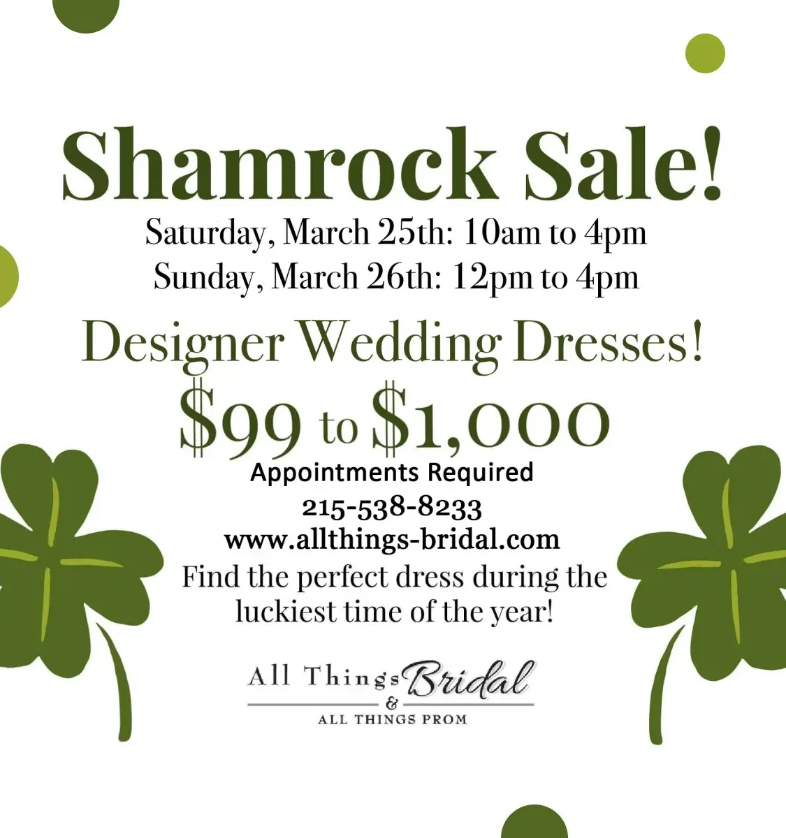 "Shamrock Sale" banner for mobile