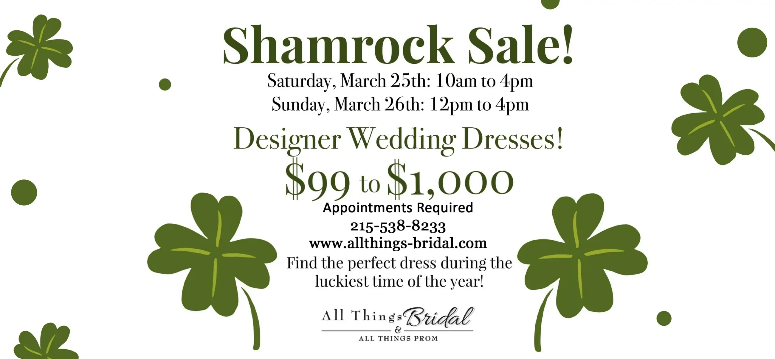 "Shamrock Sale" banner for desktop
